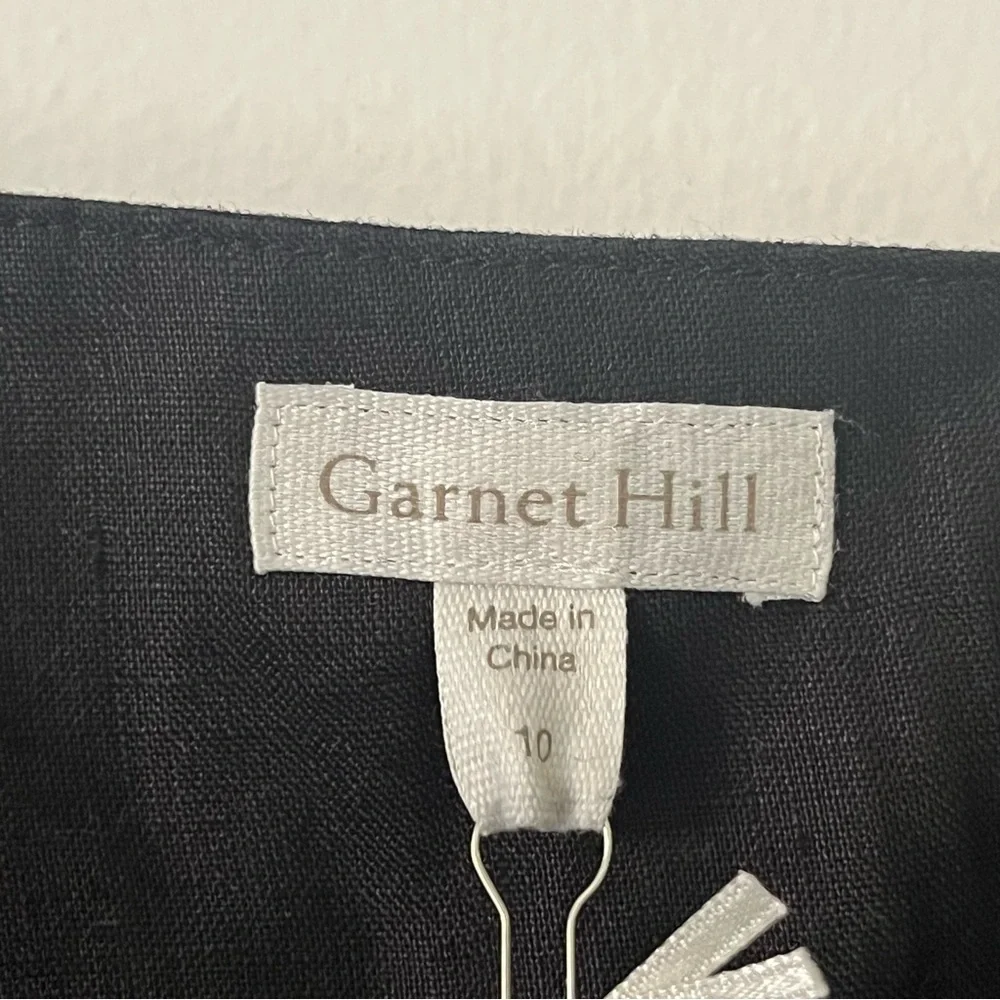 NEW Garnet Hill 100% Linen Black Square Neck Short Sleeve Top 10 Lightweight - Picture 4 of 8